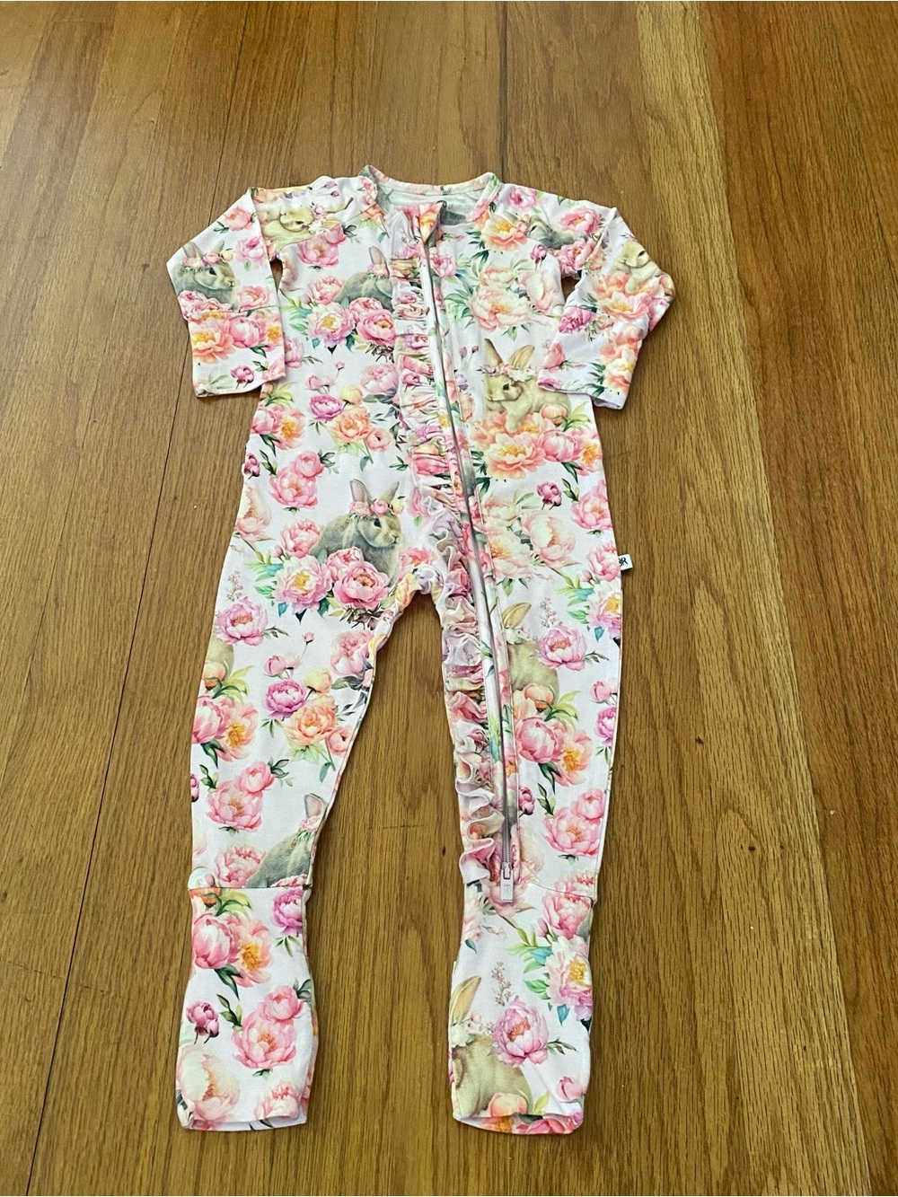 Bums & Roses  Floral Bunny Footed One-Piece